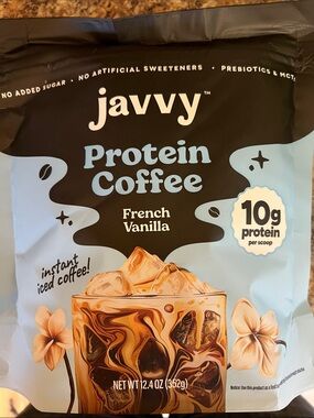 Javvy Protein Coffee - French Vanilla, Light Blue & Black
